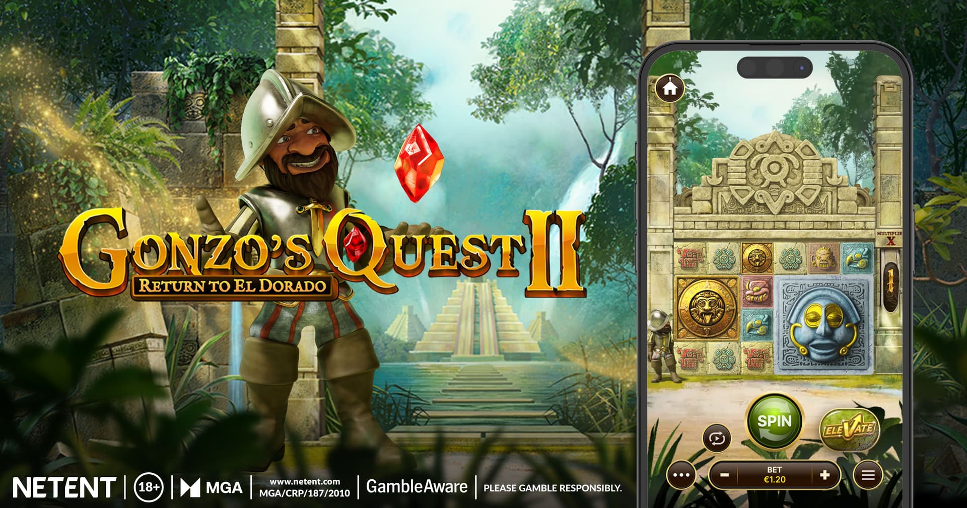 Gonzo's Quest slot screenshot, NetEnt