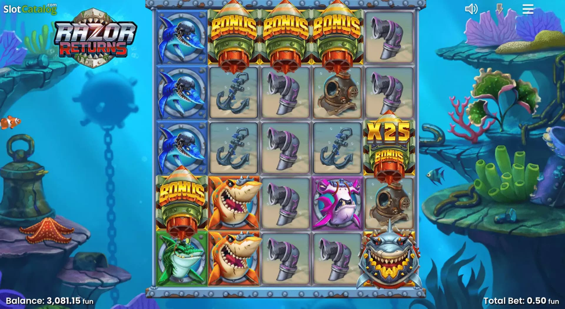 Razor Returns slot screenshot, Push Gaming