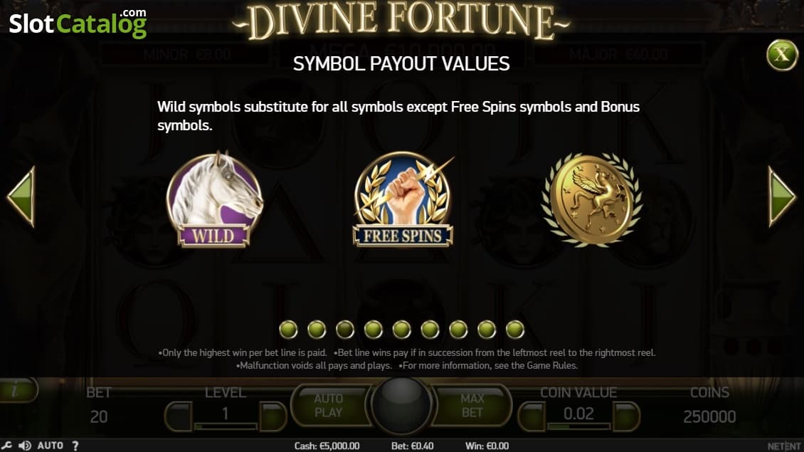 Divine Fortune slot screenshot, NetEnt